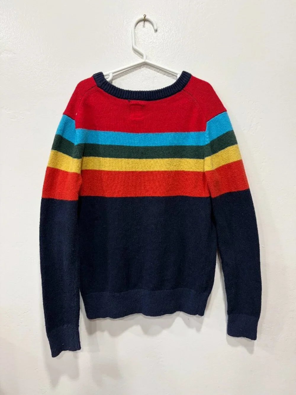 Boy's GAP Striped Pullover Sweater Navy/Multi-Color - Size Small
